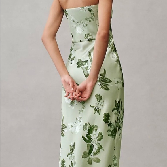 Anthropologie BHLDN Avianna Stretch Satin Strapless Side-Slit Maxi Dress size 8 - Picture 5 of 12